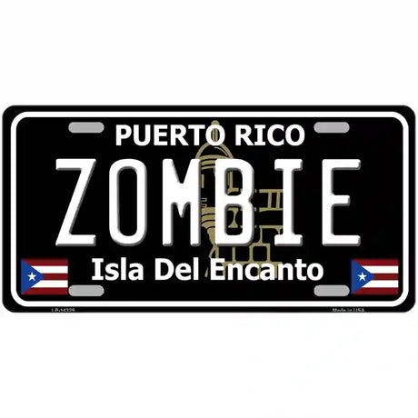 Zombie Puerto Rico Black Novelty Metal License Plate 24" x 12" (LLP)