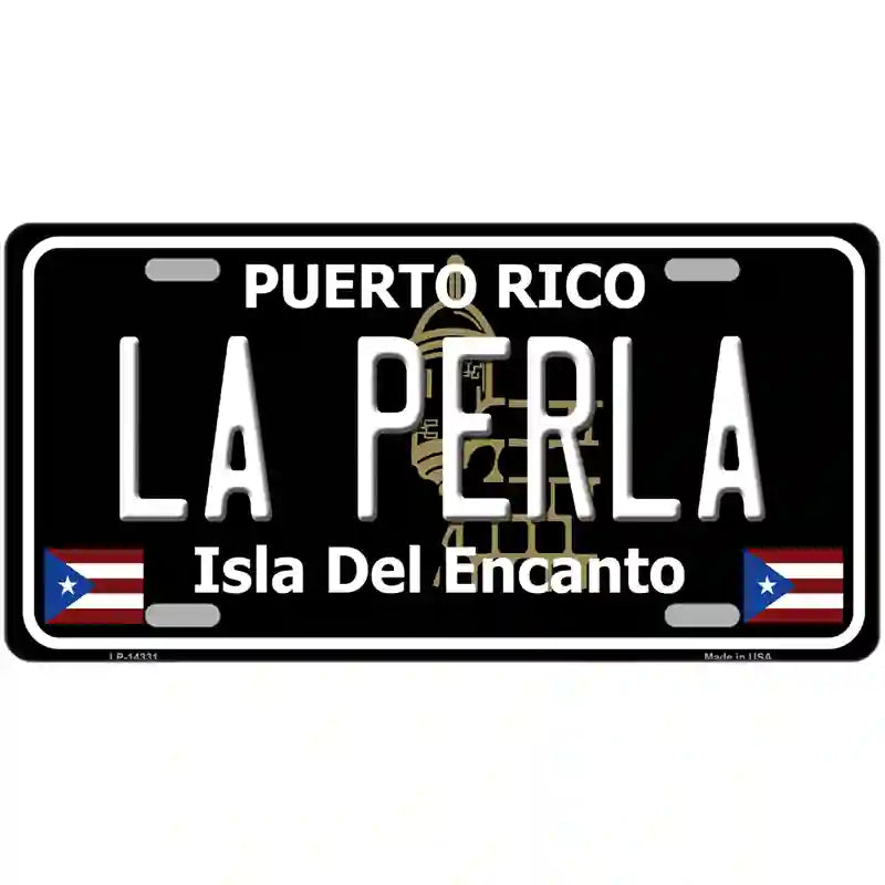 La Perla Puerto Rico Black Novelty Metal License Plate 24" x 12" (LLP)