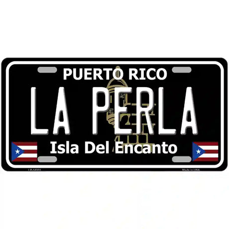 La Perla Puerto Rico Black Novelty Metal License Plate 24" x 12" (LLP)