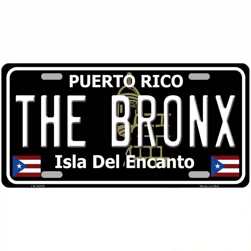 The Bronx Puerto Rico Black Novelty Metal License Plate 24" x 12" (LLP)