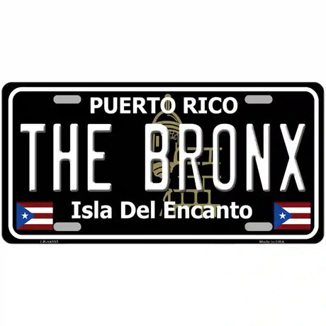 The Bronx Puerto Rico Black Novelty Metal License Plate 24" x 12" (LLP)