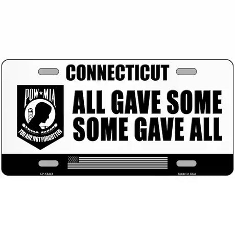 Connecticut POW MIA Some Gave All Novelty Metal License Plate 24" x 12" (LLP)