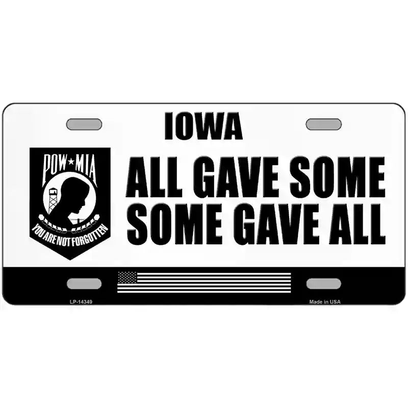 Iowa POW MIA Some Gave All Novelty Metal License Plate 24" x 12" (LLP)