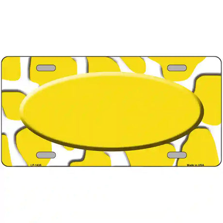 Yellow White Giraffe Yellow Center Oval Metal Novelty License Plate 24" x 12" (LLP)