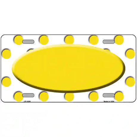 Yellow White Polka Dot Yellow Center Oval Metal Novelty License Plate 24" x 12" (LLP)