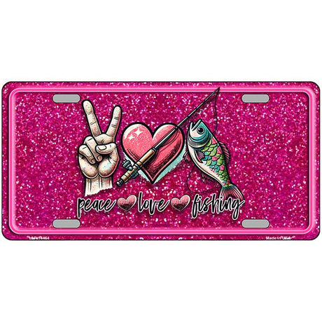 Peace Love Fishing Novelty Metal License Plate LP-14464