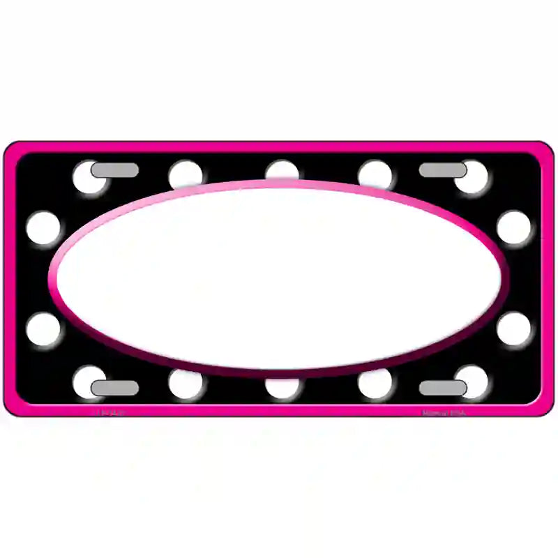 White Black Polka Dots Pink Frame And White Center Oval Metal Novelty License Plate 24" x 12" (LLP)