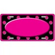 Pink Black Polka Dots Pink Frame And Center Oval Metal Novelty License Plate 24" x 12" (LLP)