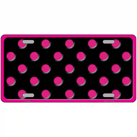 Pink Black Polka Dot Metal Novelty License Plate 24" x 12" (LLP)