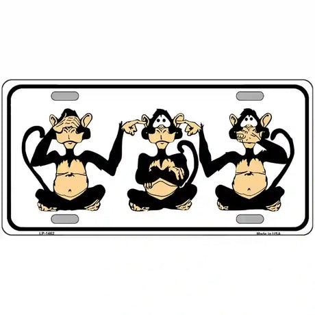 See Hear Speak Monkey Metal Novelty License Plate 24" x 12" (LLP)