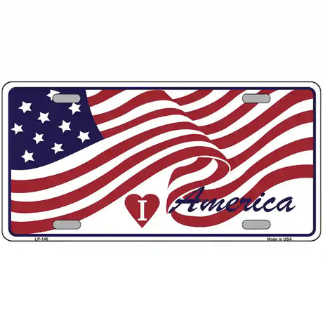 I Love America Flag Metal Novelty License Plate 24" x 12" (LLP)