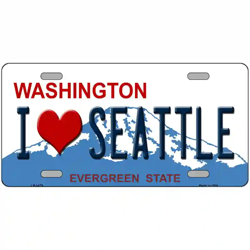 I Love Seattle Washington Novelty Metal License Plate 24" x 12" (LLP)