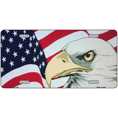 American Flag With Eagle Metal Novelty License Plate 24" x 12" (LLP)