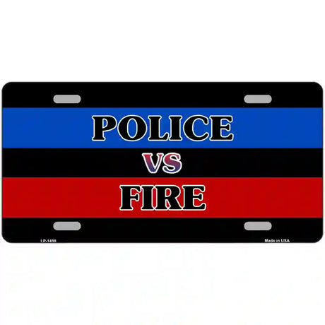 Police Vs. Fire Metal Novelty License Plate 24" x 12" (LLP)