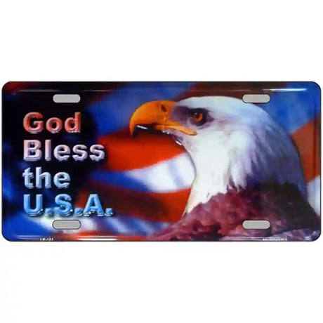 God Bless USA Eagle Metal Novelty License Plate 24" x 12" (LLP)