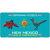 Red Chili & Road Runner New Mexico Teal Novelty Metal License Plate 24" x 12" (LLP)