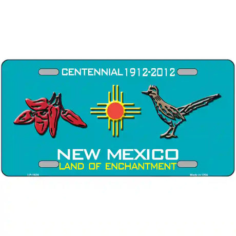 Red Chili & Road Runner New Mexico Teal Novelty Metal License Plate 24" x 12" (LLP)