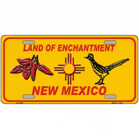 Red Chili & Road Runner Yellow New Mexico Novelty Metal License Plate 24" x 12" (LLP)