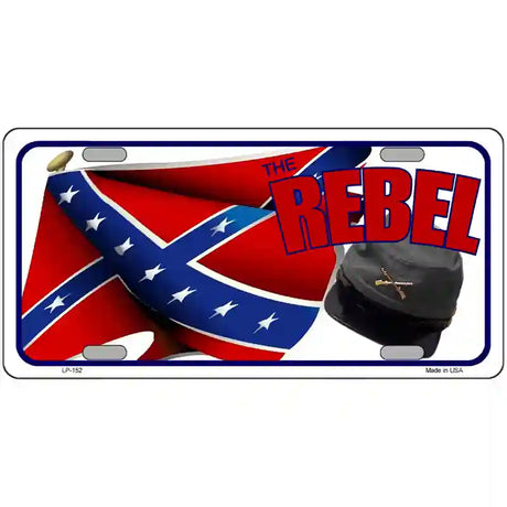 Rebel Cap And Flag Metal Novelty License Plate 24" x 12" (LLP)