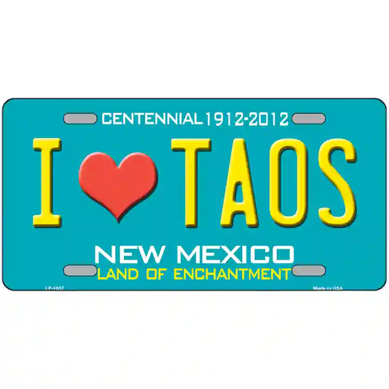 I Love Taos New Mexico Novelty Metal License Plate 24" x 12" (LLP)