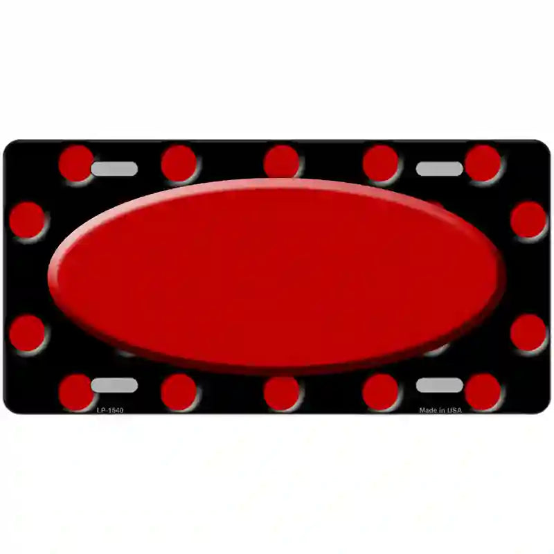 Red Black Polka Dot Red Center Oval Metal Novelty License Plate 24" x 12" (LLP)