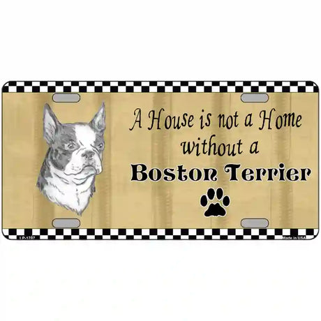 Pencil Sketch Boston Terrier Metal Novelty License Plate 24" x 12" (LLP)