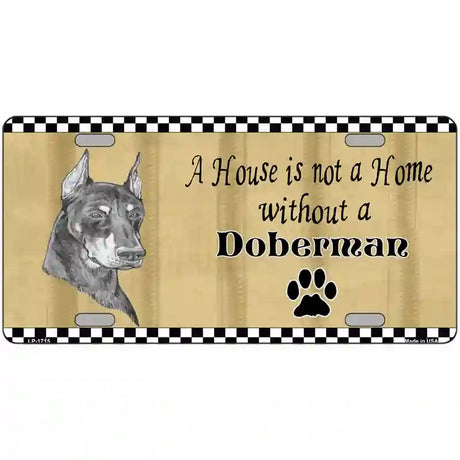 Pencil Sketch Doberman Metal Dog Novelty License Plate 24" x 12" (LLP)