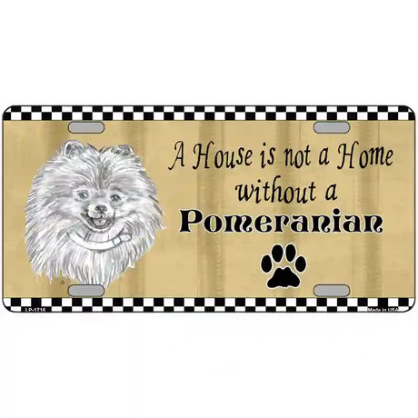 Pencil Sketch Pomeranian Metal Dog Novelty License Plate 24" x 12" (LLP)