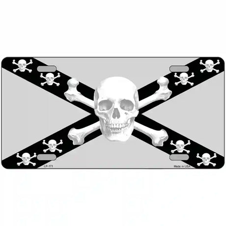 Skull Black & Silver Metal Novelty License Plate 24" x 12" (LLP)