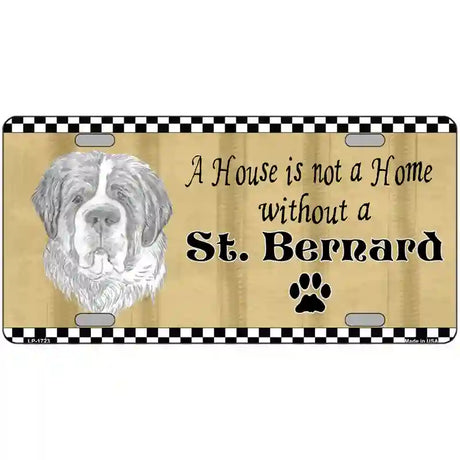 Pencil Sketch Saint Bernard Metal Novelty License Plate 24" x 12" (LLP)