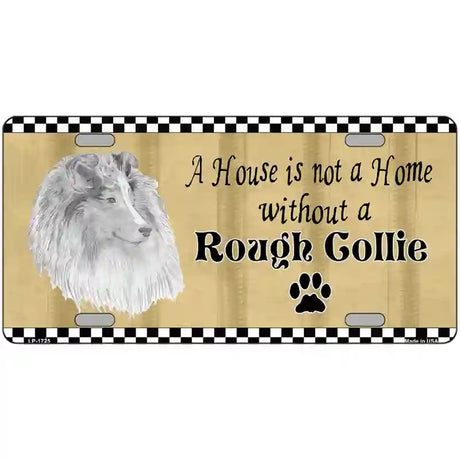 Pencil Sketch Rough Collie Metal Novelty License Plate 24" x 12" (LLP)