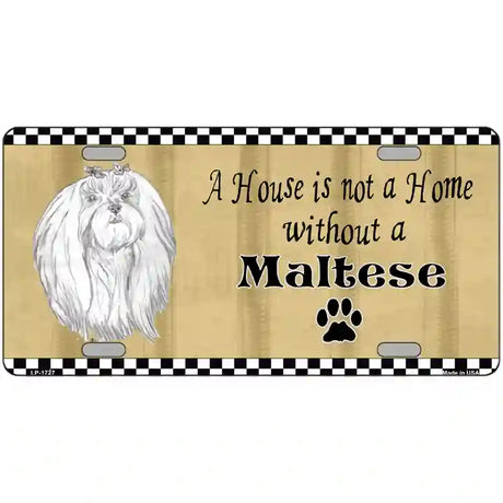 Pencil Sketch Maltese Metal Novelty License Plate 24" x 12" (LLP)