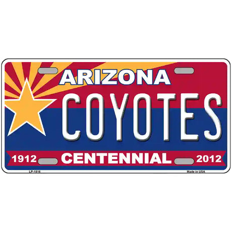 Arizona Centennial Coyotes Metal Novelty License Plate 24" x 12" (LLP)