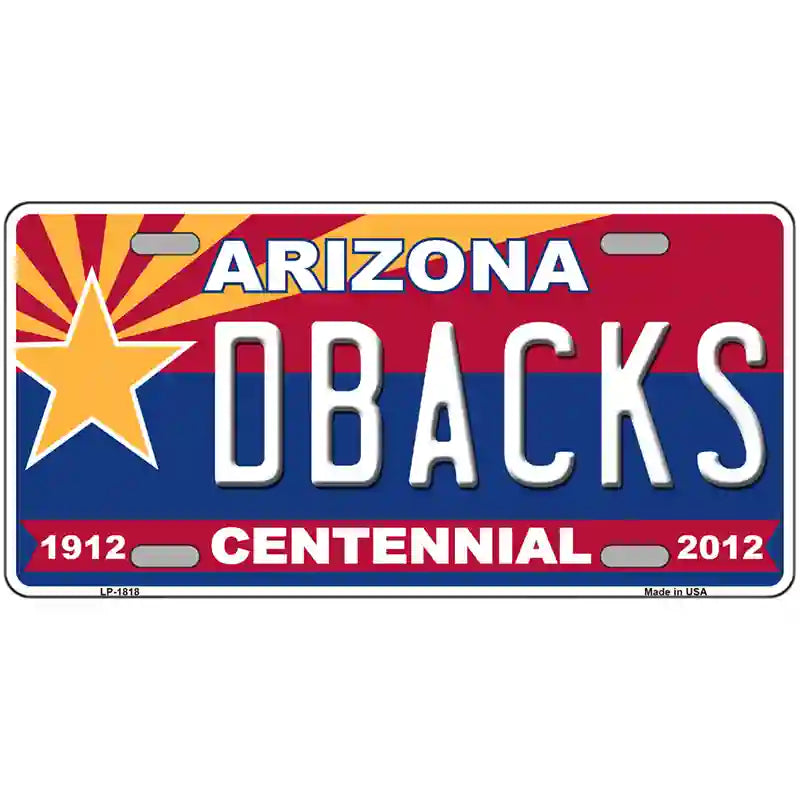 Arizona Centennial Dbacks Metal Novelty License Plate 24" x 12" (LLP)