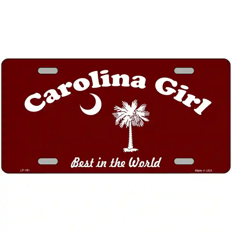 Carolina Girl Burgundy Novelty Metal License Plate 24" x 12" (LLP)