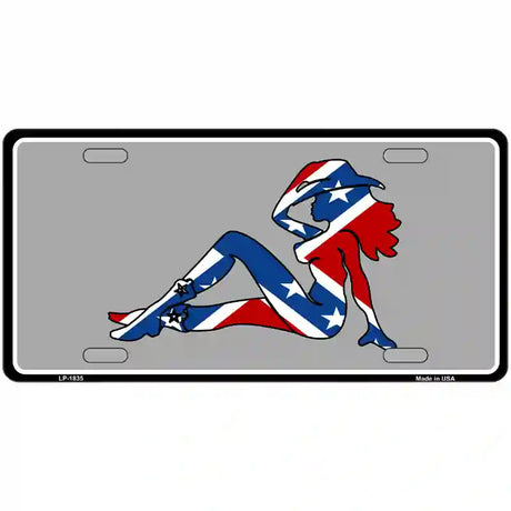 Confederate Flag Mud Flap Girl Metal Novelty License Plate 24" x 12" (LLP)