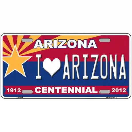 Arizona Centennial I Love Arizona Metal Novelty License Plate 24" x 12" (LLP)