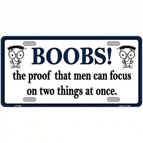 Boobs Proof Metal Novelty License Plate 24" x 12" (LLP)