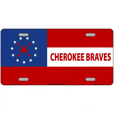 Cherokee Braves Flag Metal Novelty License Plate 24" x 12" (LLP)