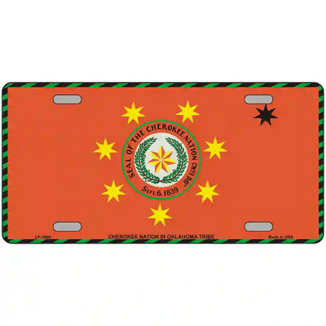 Cherokee Nation Flag Metal Novelty License Plate 24" x 12" (LLP)