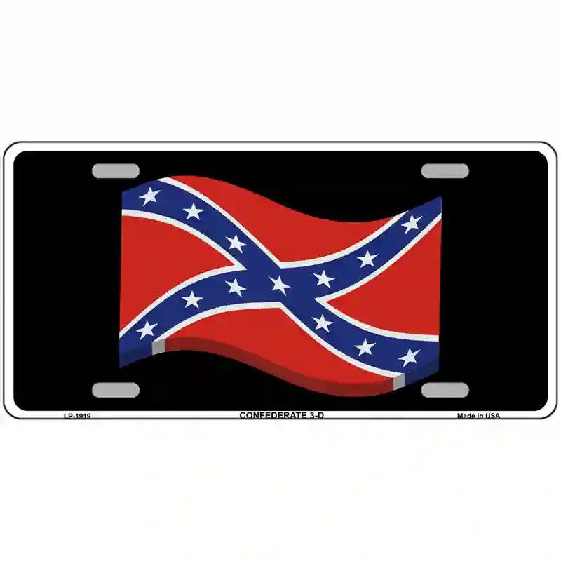 Confederate 3-D Flag Metal Novelty License Plate 24" x 12" (LLP)