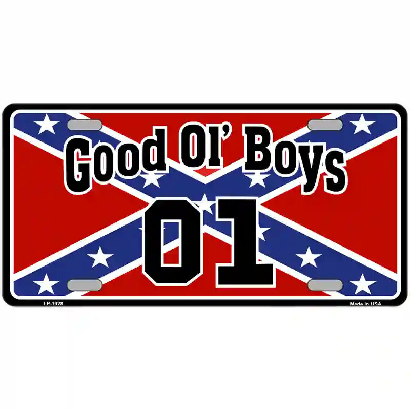 Good Ol Boys Confederate Flag Metal Novelty License Plate 24" x 12" (LLP)