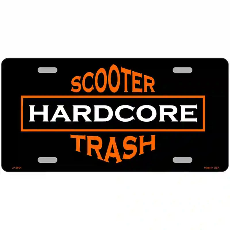 Hardcore Scooter Trash Black Novelty Metal License Plate 24" x 12" (LLP)