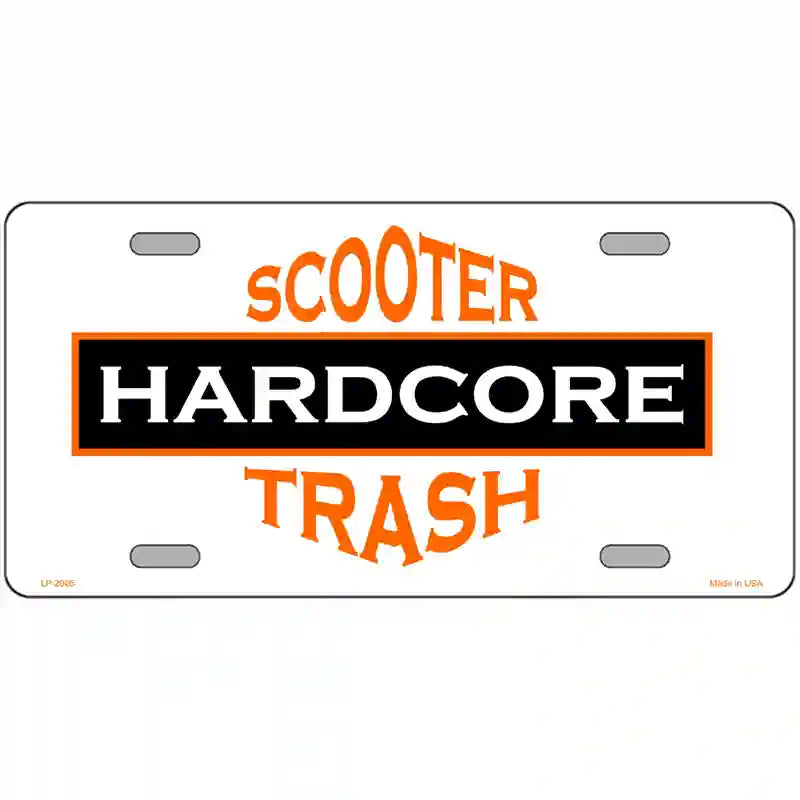 Hardcore Scooter Trash White Novelty Metal License Plate 24" x 12" (LLP)