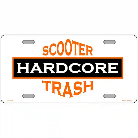 Hardcore Scooter Trash White Novelty Metal License Plate 24" x 12" (LLP)