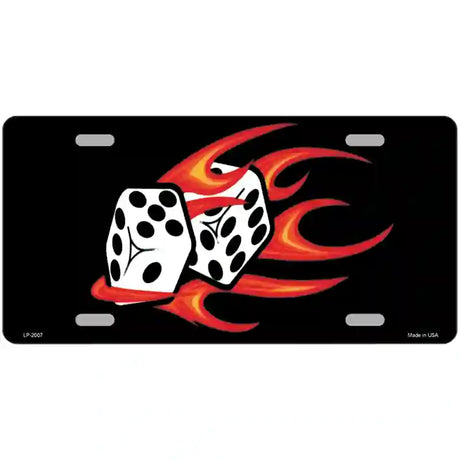 Red Hot Flaming Dice Metal Novelty License Plate 24" x 12" (LLP)