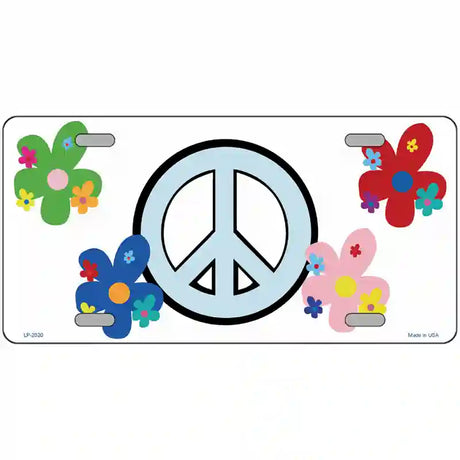 Peace Sign and Flowers Metal Novelty License Plate 24" x 12" (LLP)