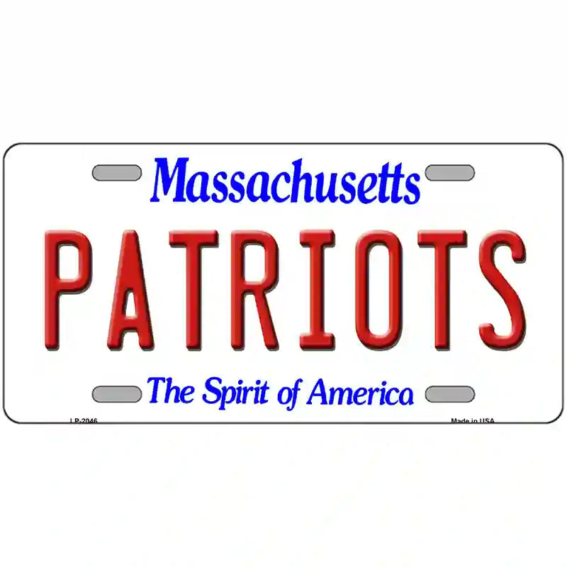 Patriots Massachusetts State Novelty Metal License Plate 24" x 12" (LLP)