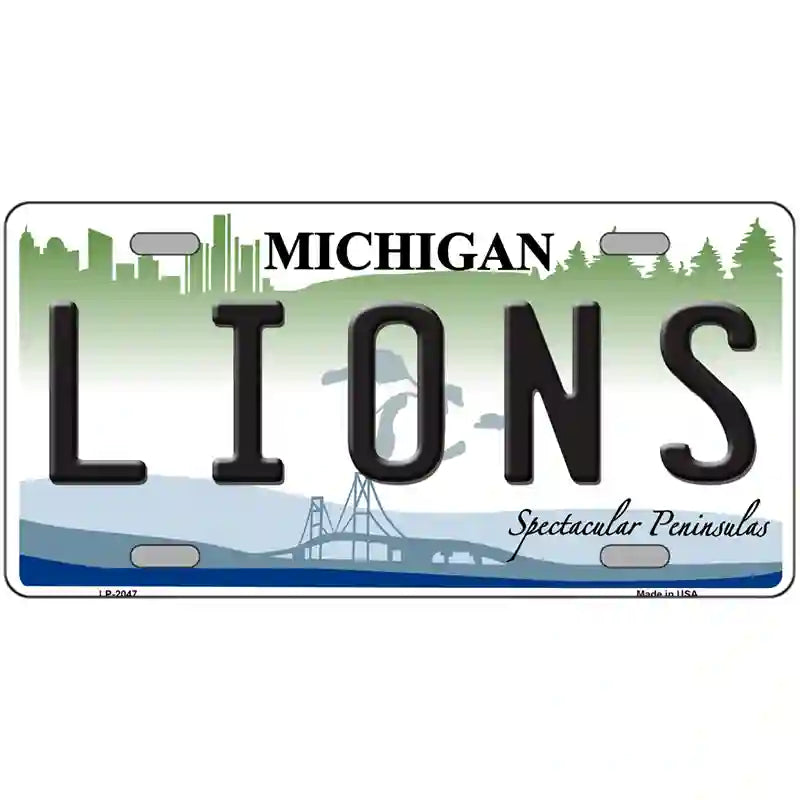 Lions Michigan State Novelty Metal License Plate 24" x 12" (LLP)