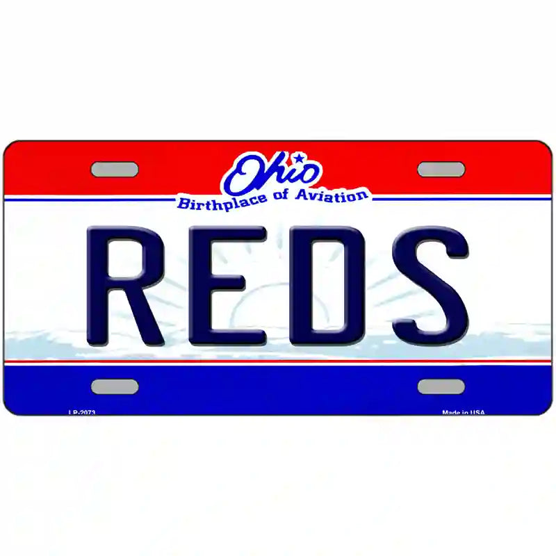 Reds Ohio State Novelty Metal License Plate 24" x 12" (LLP)